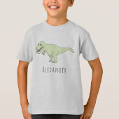 Junge Cool Doodle T-Rex Dinosaurier mit Name T-Shirt (Vorderseite)