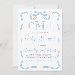 Junge Coquette Bow Baby Dusche laden ein, FARBE zu Einladung