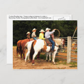 Junge Cowboys trainieren bei Rodeo Post Card Art Postkarte (Vorne/Hinten)