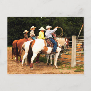 Junge Cowboys trainieren bei Rodeo Post Card Art Postkarte