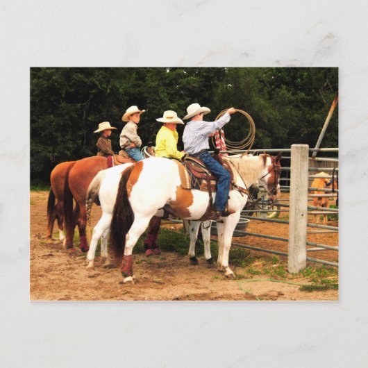 Junge Cowboys trainieren bei Rodeo Post Card Art Postkarte (Vorderseite)