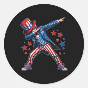 Junge Dabbing Patriotische 4. Juli Kinder Runder Aufkleber