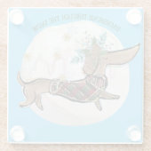 Junge Dackel durch den Schnee Glasuntersetzer (Rückseite)