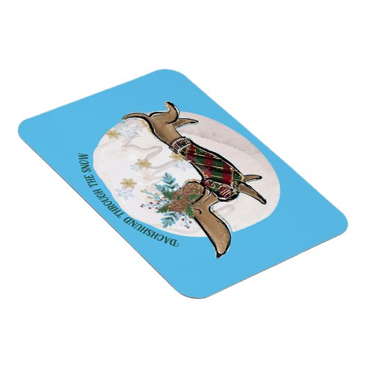 Junge Dackel durch den Schnee Magnet (Rechte Seite)