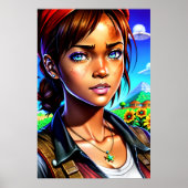 Junge Dame auf dem Bauernhof | Art der AI Poster (Vorne)