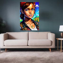 Junge Dame auf dem Bauernhof | Art der AI Poster