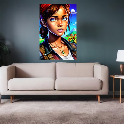 Junge Dame auf dem Bauernhof | Art der AI Poster