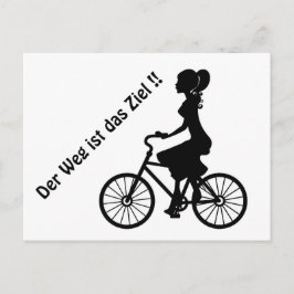 junge Dame auf dem Fahrrad schwarz/weiss Postkarte