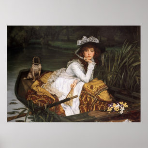 Junge Dame in einem Boot Poster