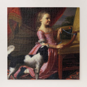 Junge Dame mit einem Vogel und Hund (Singleton Cop Puzzle