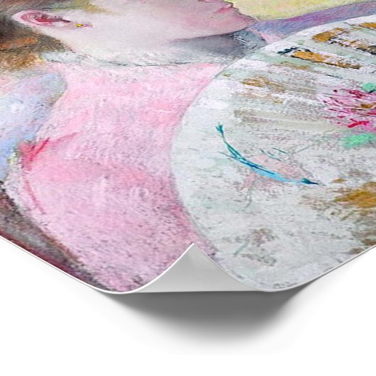 Junge Dame mit japanischem Fan, Mary Cassatt Poster (Ecke)