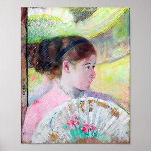 Junge Dame mit japanischem Fan, Mary Cassatt Poster