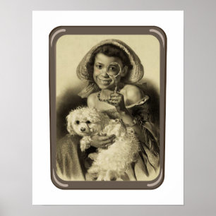 Junge Dame mit Puppy Print, Poster Paper (Matte)