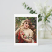 Junge Dame mit Rose Postkarte (Stehend Vorderseite)