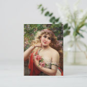 Junge Dame mit Rose Postkarte (Stehend Vorderseite)