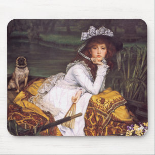 Junge Dame und ihr Mops im Boot von James Tissot Mousepad