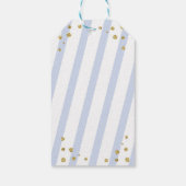 Junge danke Ihnen Baby Dusche Stripe Blue Glitzer Geschenkanhänger (Rückseite)