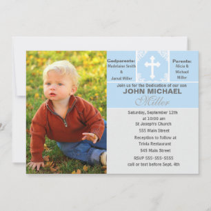 Junge Dedication Einladung Blue Foto Card