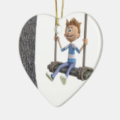 Junge, der auf einem Seil-Schwingen schwingt Keramik Ornament (Links)
