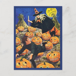 Junge, der aus der Hexe rennt - Vintages Halloween Postkarte