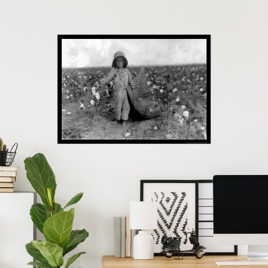 Junge, der Baumwolle in Comanche pickte, OK 1916 Poster (Heimbüro)