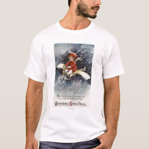 Junge, der behelfsmäßiges Flugzeug fliegt T-Shirt