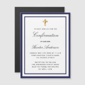 Junge der Bestätigung königsblau-weiße Minimalisti Magneteinladung (Vorne/Hinten)