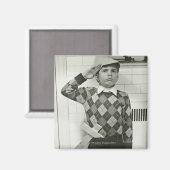 Junge, der ein Holzschwert hält Magnet (Vorderseite/Rückseite)