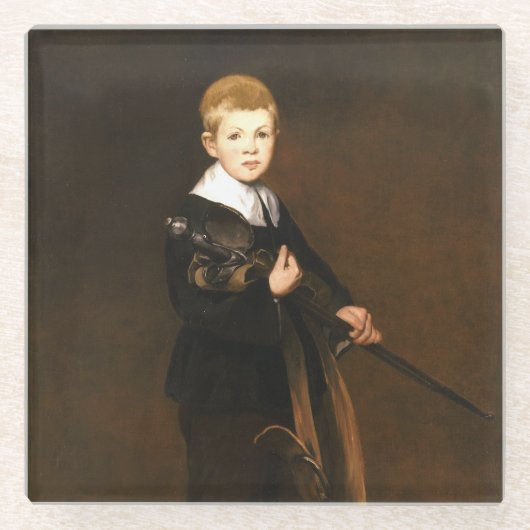 Junge, der ein Schwert hält (von Edouard Manet) Glasuntersetzer (Vorderseite)