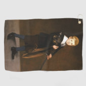 Junge, der ein Schwert hält (von Edouard Manet) Golfhandtuch (Horizontal)