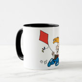 Junge, der eine Tasse fliegt (Vorderseite Links)