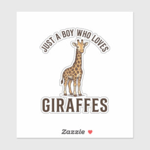 Junge, der Giraffen liebt Vintage-Stich-Shirt_1 Aufkleber