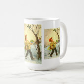 Junge, der im Schnee spaziert Kaffeetasse (VorderseiteRechts)