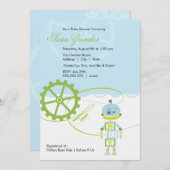 Junge der Roboter-Babyparty-Einladungs-| Einladung (Vorne/Hinten)