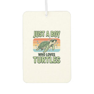 Junge, der Schildkröten liebt Vintage-Stich-Design Autolufterfrischer