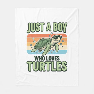 Junge, der Schildkröten liebt Vintage-Stich-Design Fleecedecke