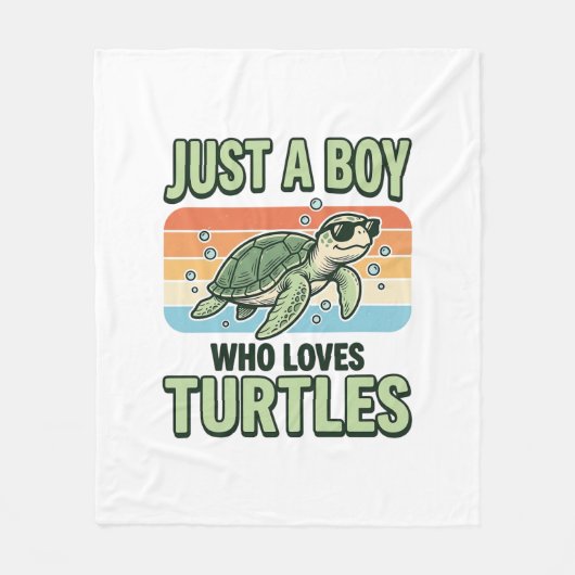 Junge, der Schildkröten liebt Vintage-Stich-Design Fleecedecke (Vorderseite)