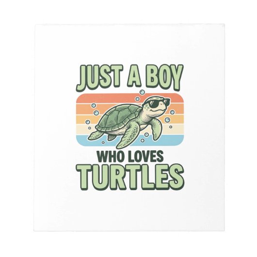 Junge, der Schildkröten liebt Vintage-Stich-Design Notizblock (Vorderseite)