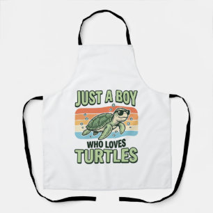 Junge, der Schildkröten liebt Vintage-Stich-Design Schürze