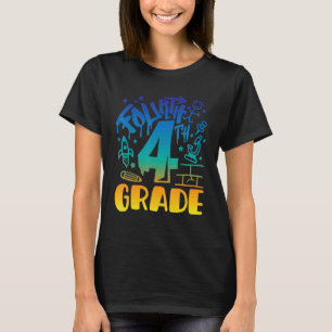 Junge der vierten Klasse erster Schullehrer bis zu T-Shirt