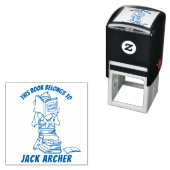 Junge, die Bücher lesen, nennen Kinderbibliothek B Permastempel (Beispiel)