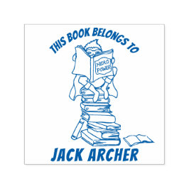 Junge, die Bücher lesen, nennen Kinderbibliothek B Permastempel