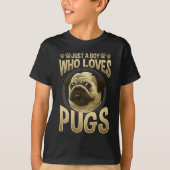 Junge, die Lieben Möpsen Paw Hund Lover T-Shirt (Vorderseite)