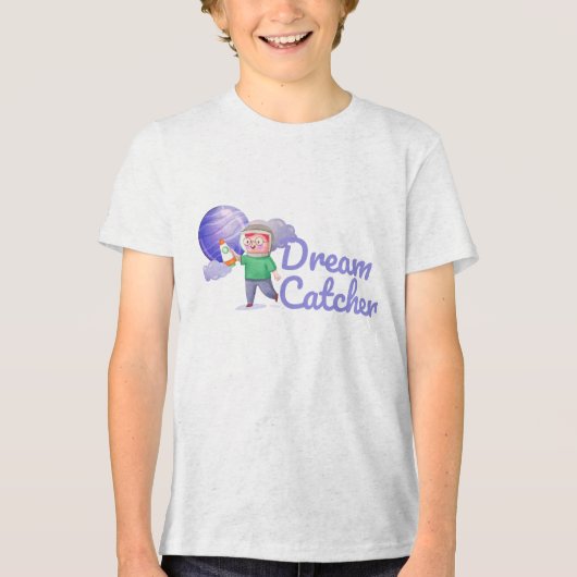 Junge, die Raketenplaneten spielen Tri-Blend Shirt (Vorderseite)