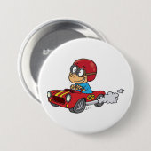 Junge, die Red Race Car fahren Button (Vorne & Hinten)