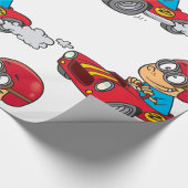 Junge, die Red Race Car fahren Geschenkpapier