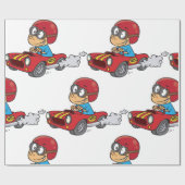 Junge, die Red Race Car fahren Geschenkpapier (Flach)