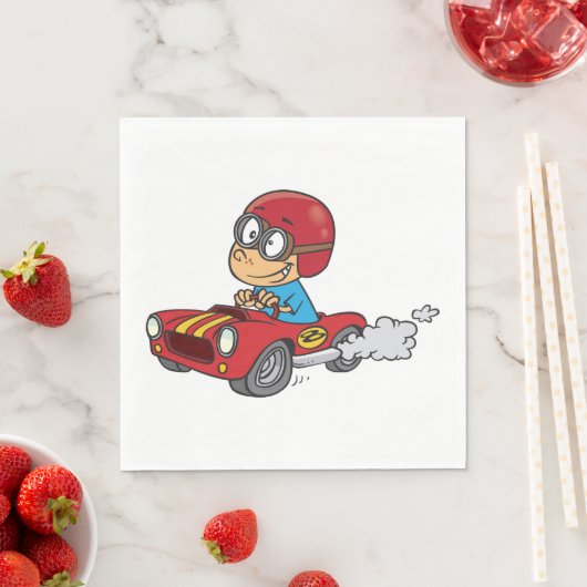 Junge, die Red Race Car fahren Serviette (Beispiel)