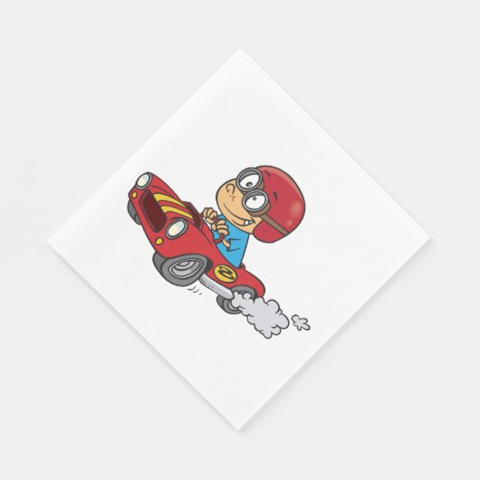 Junge, die Red Race Car fahren Serviette (Ecke)
