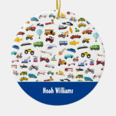 Junge Dinge, die Auto bewegen Auto Kindermädchen W Keramik Ornament (Vorne)